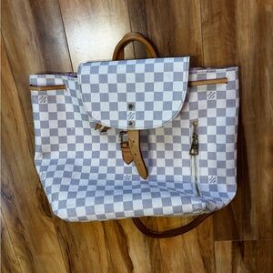 Louis Vuitton White and Tan Checkered Backpack